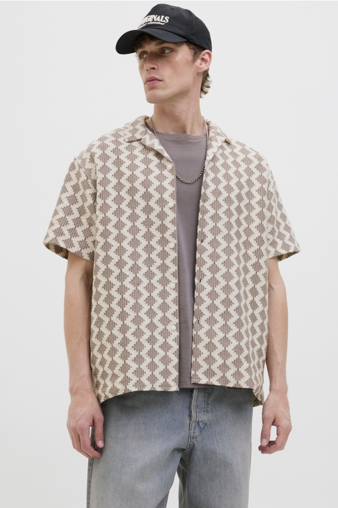 JORSUMMER LUKE TEXTURE RESORT SHIRT 12285392 MOCHA MERINGUE/DIAMOND